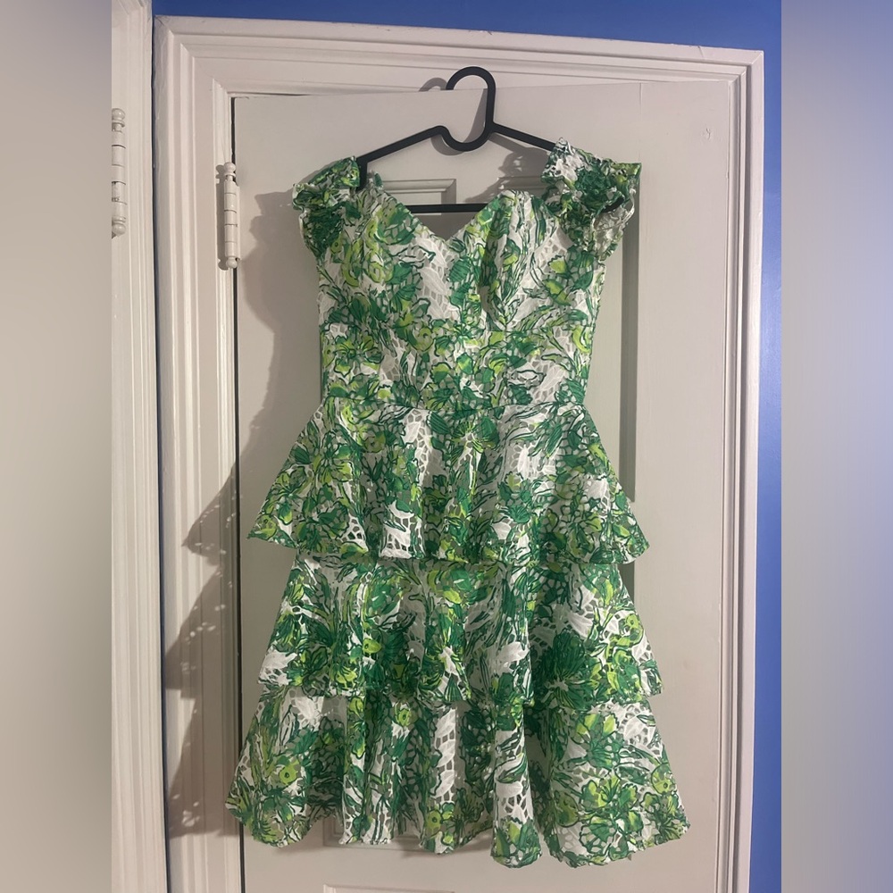 Lilly Pulitzer Green and White Mini Dress